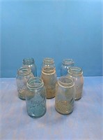 Flat of 8 blue ball jars