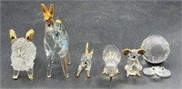 Blown Glass Animal Figurines W/ Golden Accents