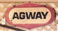 metal Agway sign, 36" wide x 19.5" tall, showing