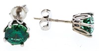 10kt Gold Emerald Green Stud Earrings