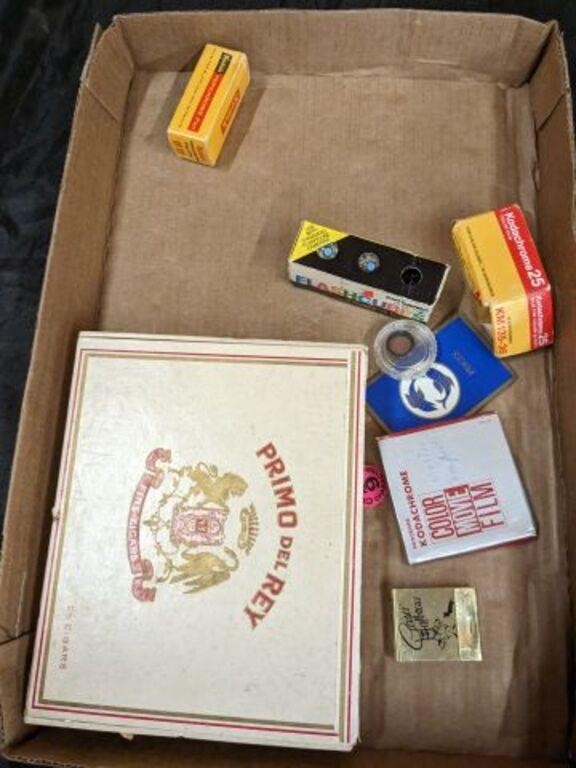 CIGAR BOX, KODAK ROLLS