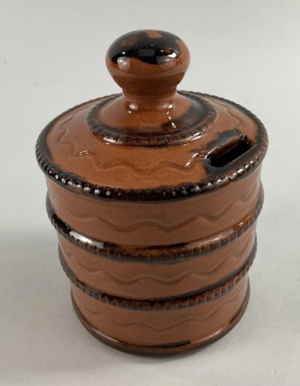 Breininger Pottery Robesonia, PA Redware Bank.