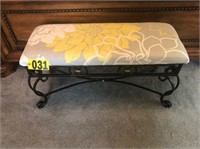 Wrought iron padded bench  - NO SHIPPING