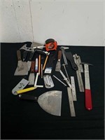 Group of miscellaneous scrapers, putty knives,