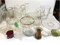Lot of Crystal Cut Glass Platters Pitchers Bowls