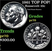Proof 1961 Roosevelt Dime TOP POP! 10c Graded pr70