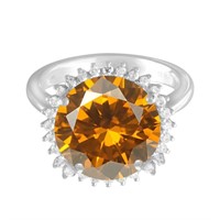 14KT White Gold 6.84ct Citrine and Diamond Ring