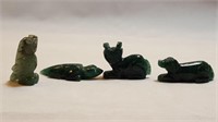 Rare Natural Jade 4 Piece Hand Carved Animal Figur