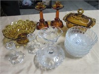 Amber and clear glass grouping