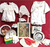 LOT OF VINTAGE BABY CLOTHES SHOES ACCESSORIES