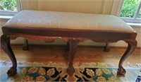 Carved Wood Claw Foot Bench