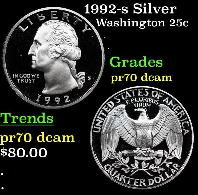 Proof 1992-s Silver Washington Quarter 25c Graded