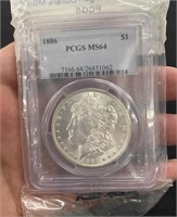 PCGS 1886 MS64 Graded Morgan Silver Dollar