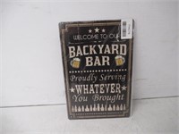 Welcome To Our Backyard Bar Tin Wall Décor, 8" x