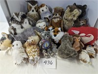 Large Lot of Stuffed Animal Owls