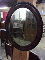 Burled Mahogany Beveled Mirror