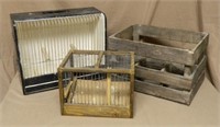 Wooden Bottle Crate with Bird Carrying Crates.