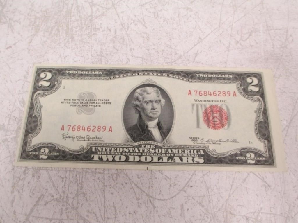 1953C Red Seal $2 Bill - Crisp & Clean