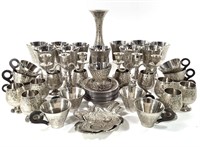 64 Pcs India Etched Silver Metal Goblets Cups Plus