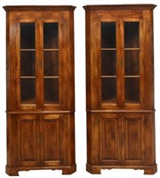 (2) AMERICAN FRUITWOOD CORNER CUPBOARDS CABINETS