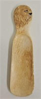-Antique Polychrome Hand Carved Ivory Shoehorn