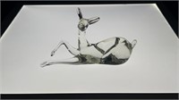 Pilgrim glass deer laying down sculpture