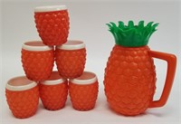 Vintage Mineware Pineapple Pitcher and 6 Tumblers