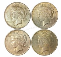 (4) 1925 U. S. Silver Peace Dollars