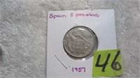 1957 Spain 5 Pesetas