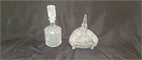 Cut Crystal Decanter and Covered Candy Dish