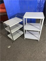 Pair of enamel shelving units