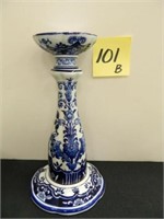 Blue & White Candlestick Holder (12")