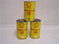 3 SHELL AEROSHELL 80 QT.OIL CANS - SHELL CANADA -