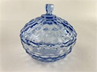 Blue Glass Lidded Candy Bowl