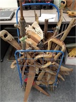 LARGE LOT OF PRIMITIVE TOOLS IN ROLLING CART