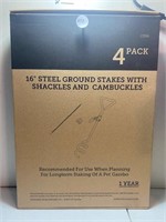 NIB - 4 pk. Of 16" Steel Ground Stakes w/ Shackles