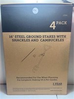 NIB - 4 pk. Of 16" Steel Ground Stakes w/ Shackles