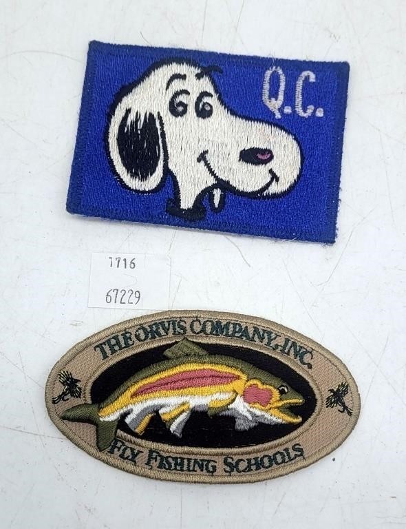 (2) Collectible Patches - Snoopy Q.C. & Orvis Fly