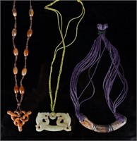 3 Archaistic Style Jade Necklaces