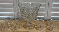 Stunning Shannon Godinger Crystal Punch Bowl  cups