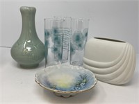 Rosenthal Vase, Tea Glasses, Trinket Dish