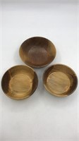 3 Hand Made Signed Wood Black Walnut Bowls