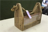 Barn Board Rope Basket, Approx 17"x8"x15"