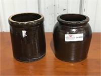 2 Stoneware Canning Jars