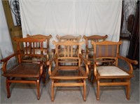 Set of 6 Art Nouveau Arm Chairs