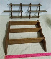 2 vintage wood knick knack shelves