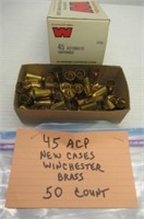 (50) Winchester 45 ACP new brass cases.