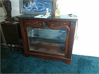 Marble Top Display Case With Light and Slide