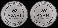 (2) 1 OZ .999 SILVER ASAHI ROUNDS