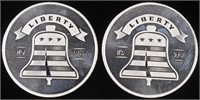 (2) 1 OZ .999 SILVER LIBERTY BELL ROUNDS